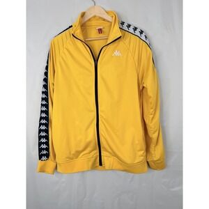 Kappa 222 Banda Anniston Track Jacket Mens Large Yellow Logo Tape Slim